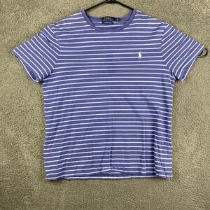 Polo Ralph Lauren Mens T-Shirt Custom Slim Fit Striped‎ Blue White Size L